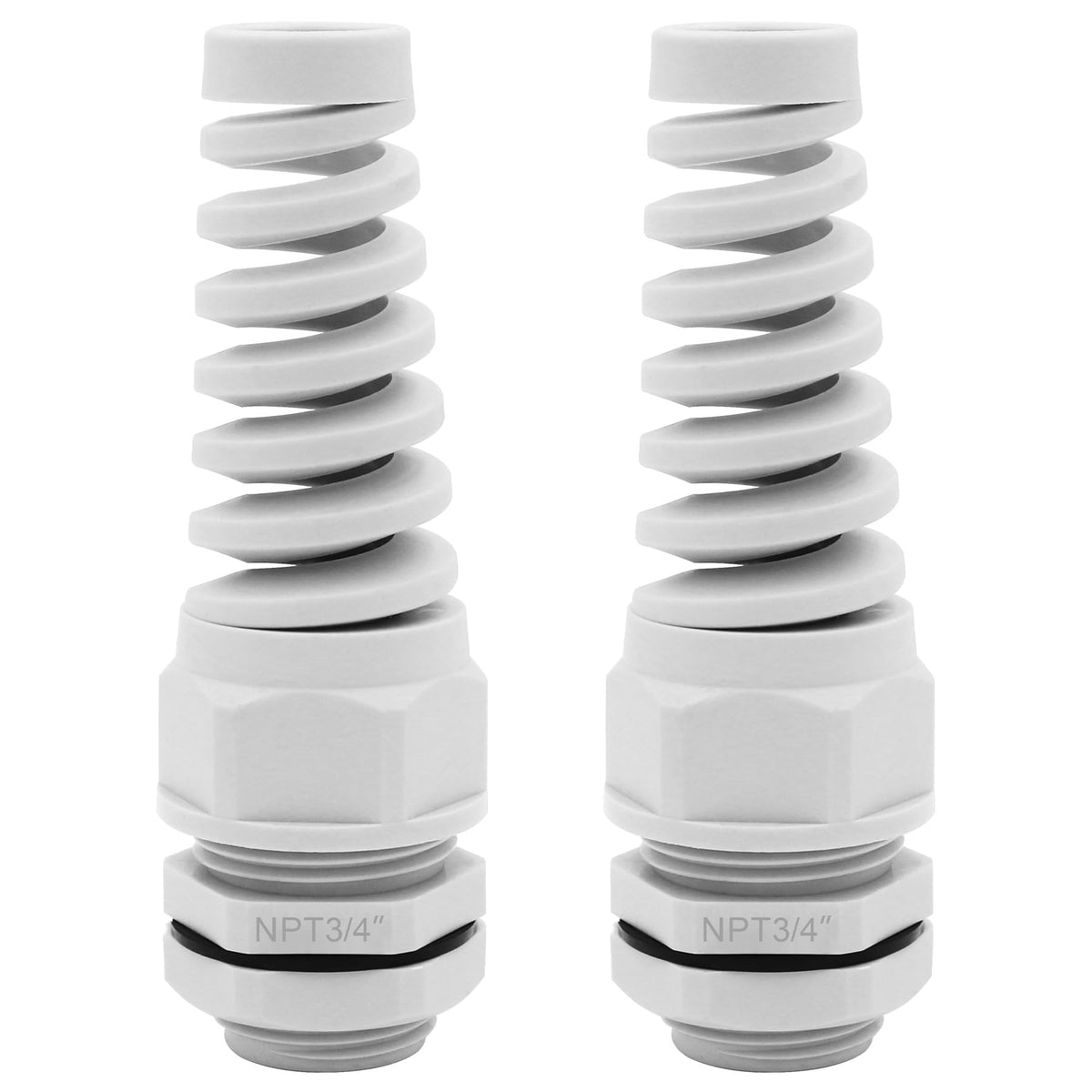 Strain Relief Cord Connector,LISTENJIALE 2Pcs NPT 1/4" Waterproof Cable Gland Flex Spiral Strain Relief Adjustable 4-8mm Cable Connector Nylon Joint with Gaskets(Black)