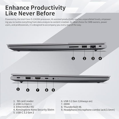 Lenovo ThinkBook 16 Business Laptop, 16" FHD+ Display, 8-Core Intel i5-13420H, 16GB DDR5 RAM, 512GB SSD, HDMI, SD Card Reader, Wi-Fi 6, Windows 11 Pro, Bundle with Targus USB-C 100W Docking Station