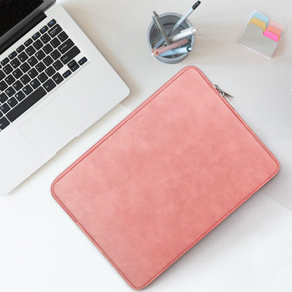 RAINYEAR 14 Inch Laptop Sleeve PU Suede Leather Case Padded Cover, Coral