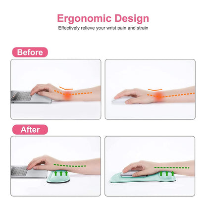 MOSISO Wrist Rest Support for Mouse Pad & Keyboard Set, Ergonomic Mousepad Non-Slip Base Home/Office Pain Relief & Easy Typing Cushion with Neoprene Cloth & Raised Memory Foam, Mint Green