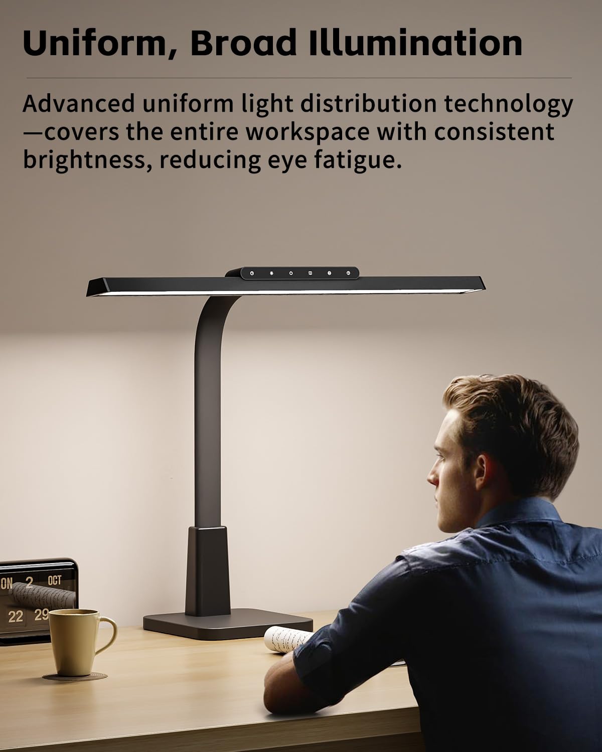 Desk Lamp with Stable Base, 1600LM Computer Desk Light with Timer Function