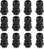 Cable Gland 12 Pack 3/8" NPT Waterproof Adjustable Connector Strain Relief Cord Connectors Joints Nylon with Gaskets…