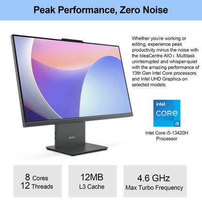 Lenovo 2026 IdeaCentre Business All-in-One, 27" FHD Touchscreen 100Hz, Intel Core i5-13420H, 16GB DDR5 RAM, 1TB SSD, Wireless Charging Base, Wireless KB & Mouse, Wi-Fi 6, Windows 11 Pro, Grey