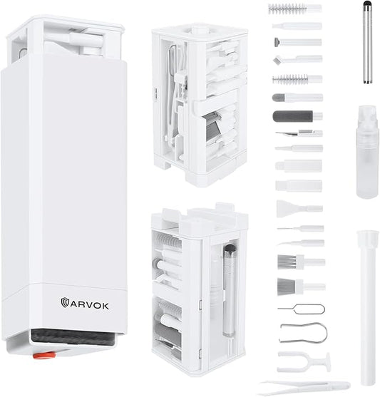 ARVOK Phone and Laptop Cleaning Kit, 32 in 1 Computer Laptop Cleaner Kit, Multi-Function Electronic Cleaner Kit for Earbuds, Cellphones, Keyboard, Screens, Camera Lens, Chargers, Electronics Devices