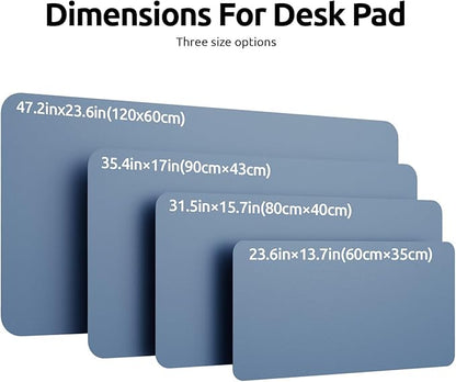 YSAGi Leather Desk Protector, Office Mat, Large Mouse Mat, Non-Slip PU Leather Blotter, Laptop Desk Pad, Waterproof Writing Pad for Office and Home (Blue, 47.2" x 23.6")