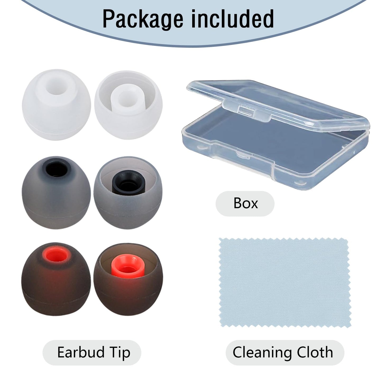 MMYQXI Earbud Replacement Tips Silicone Earbud Tips Earbud Covers Fit for in-Ear Headphones (Inner Hole 3.8mm -5.1mm) Ear Tips Earbud Rubber Tips 9 Pairs S/M/L