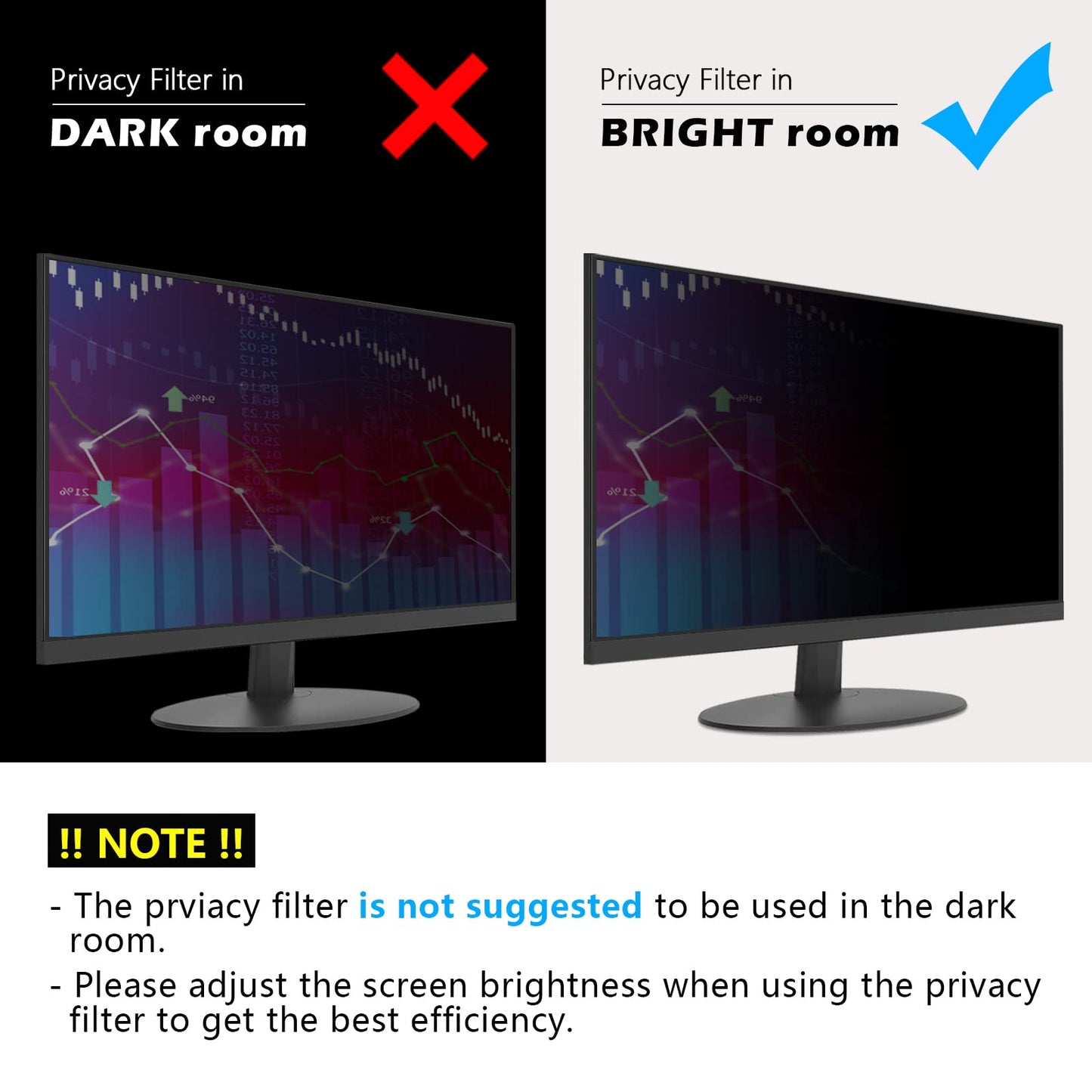 FILMEXT 2 Pack 23.8 inch Computer Privacy Screen Filter