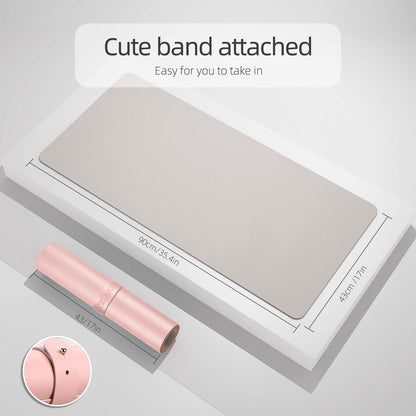YSAGi Multifunctional Office Desk Pad, Ultra Thin Waterproof PU Leather Desk Mat, Dual Use Desk Writing Mat for Office/Home (35.4" x 17", Pink)