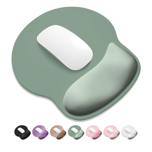 ITNRSIIET Ergonomic Mouse Pad, Cushioned Gel Wrist Rest, Non-Slip Base, Smooth Surface, Cute Multi-Color, 9.5 x 8.2 in, White