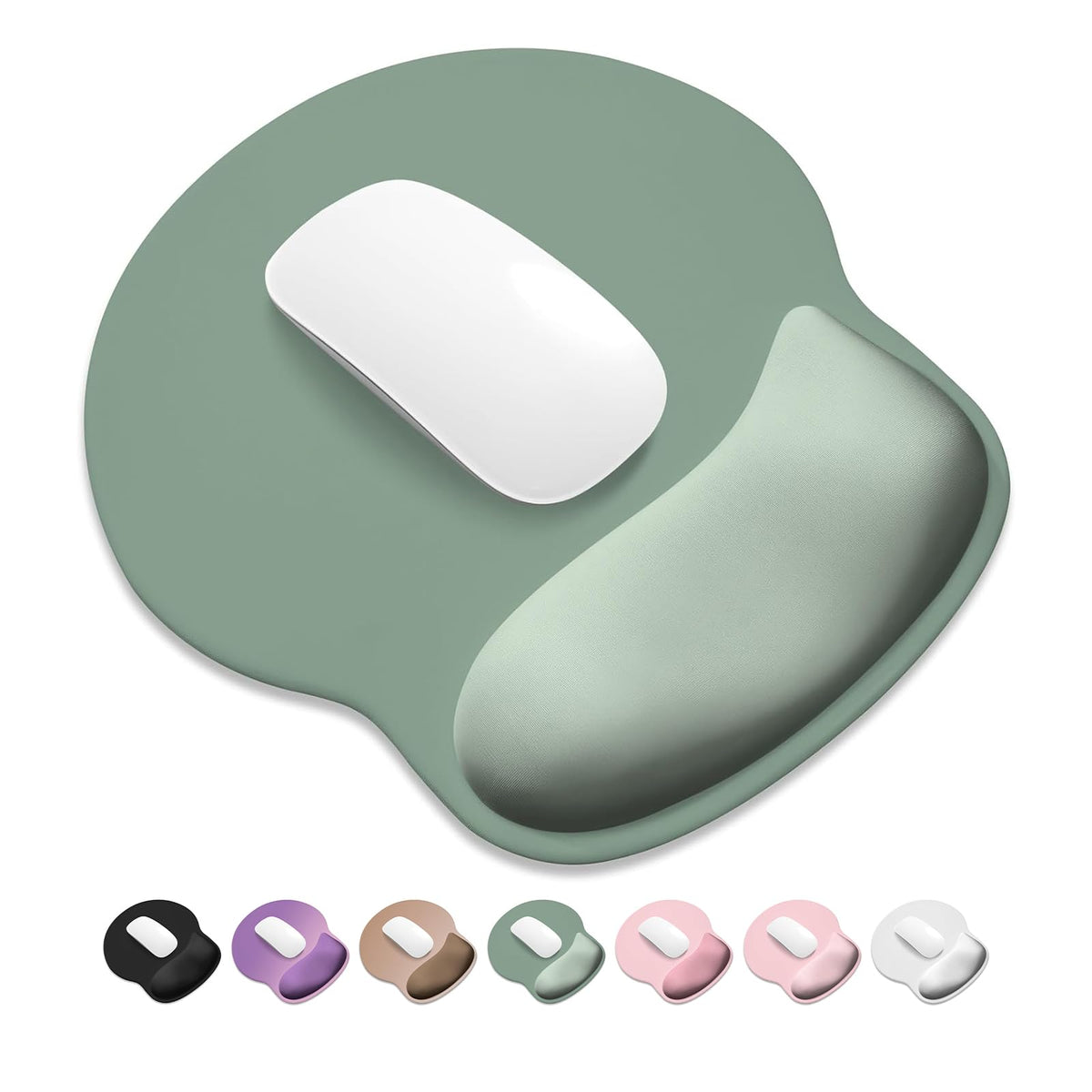 ITNRSIIET Ergonomic Mouse Pad, Cushioned Gel Wrist Rest, Non-Slip Base, Smooth Surface, Cute Multi-Color, 9.5 x 8.2 in, White