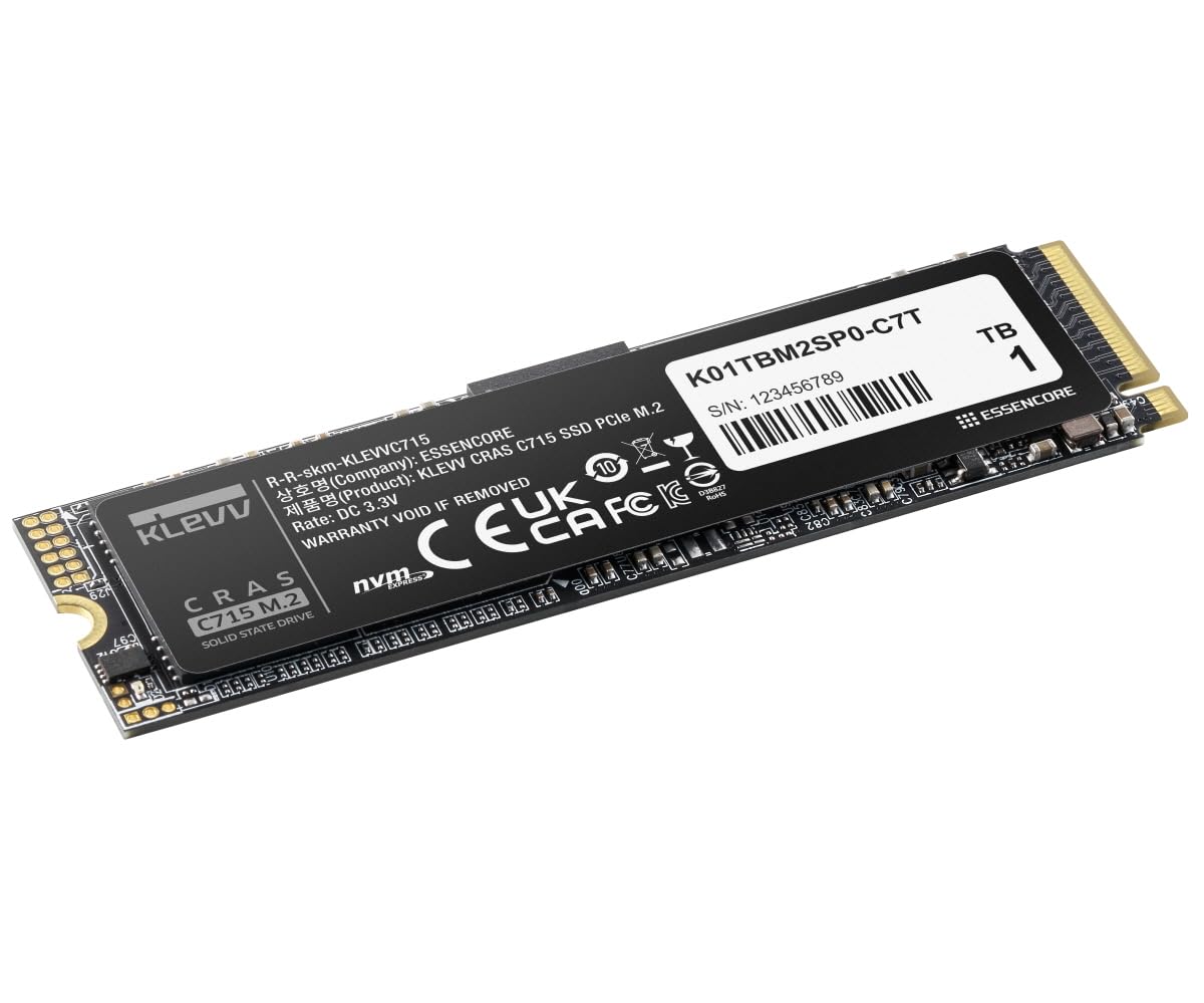 KLEVV CRAS C910 1TB M.2 2280 NVMe PCIe Gen4x4 Laptop & Desktop Internal SSD Heatsink Included, up to 5000MB/s (K01TBM2SP0-C91)