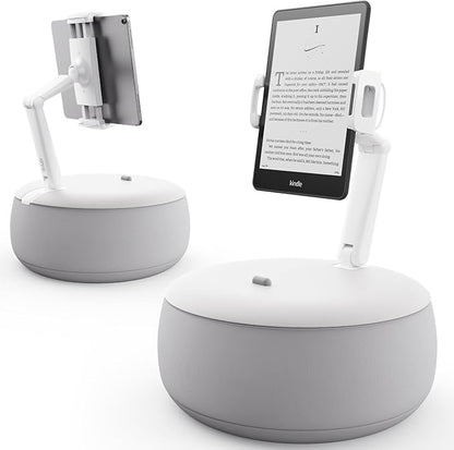SAIJI Kindle Holder Pillow, Tablet Holder Compatible with 4.7-15.6” Kindle, Phone, Ipad, 360° Adjustable Tablet Stand for Bed with Flexible Dual Axis Arm & Microbead Cushion (Gray)