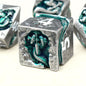 RULE DICE Serpent's Embrace Metal DND Dice Set - 7pc Polyhedral D&D Dice for TTRPGs Like Dungeons and Dragons and Pathfinder - Emerald Green Snake Design, Heavy & Balanced for Tabletop Gaming