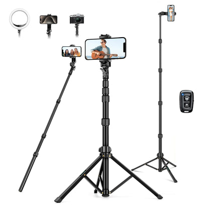 Nineigh 72" Tripod for iPhone, Phone & Camera Travel Tripod Stand with Remote, Compatible with Smartphone/Gopro
