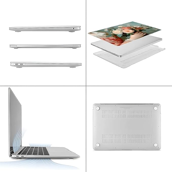 Compatible with MacBook Air 13.3 13.6 Inch Case 2022 2021 2020 2019 Plastic Hard Shell Case Cover,13.6 Air (A2681) M2 2022, A Lady with Flowers