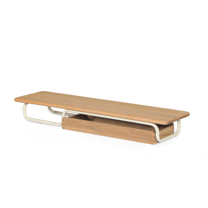 Fenge Solid Wood Monitor Stand with Large Drawer, Oak