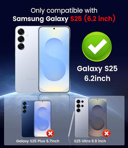 Magnetic for Samsung Galaxy S25 Case [Compatible with MagSafe][Built-in Camera Lens Protector] Slim Soft Silicone Bumper Shockproof Metallic Luster Phone Case (Blue)