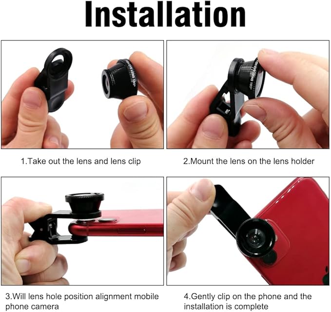 Silver 3 in 1 Cell Phone Camera Lens Kit Wide Angle Macro Fisheye Lens Universal for Smart Phones iPhone Samsung Android(Silver)