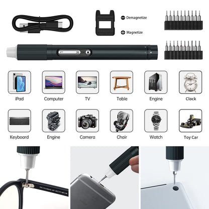 Mini Electric Screwdriver,JAKEMY Adjustable Torque Power Screwdriver Dual-mode Cordless Magnetic Precision Torx Screwdriver Bit Repair Tool kit USB Rechargeable with LED light for Electronics Consoles