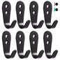 Flyisland Wall Hooks 8 Pcs, Coat Hooks Garage Hook Wall Mounted Hat Hangger Hooks Robe Hook Single Coat Hanger Heavy Duty (8 Pack, Black Round)