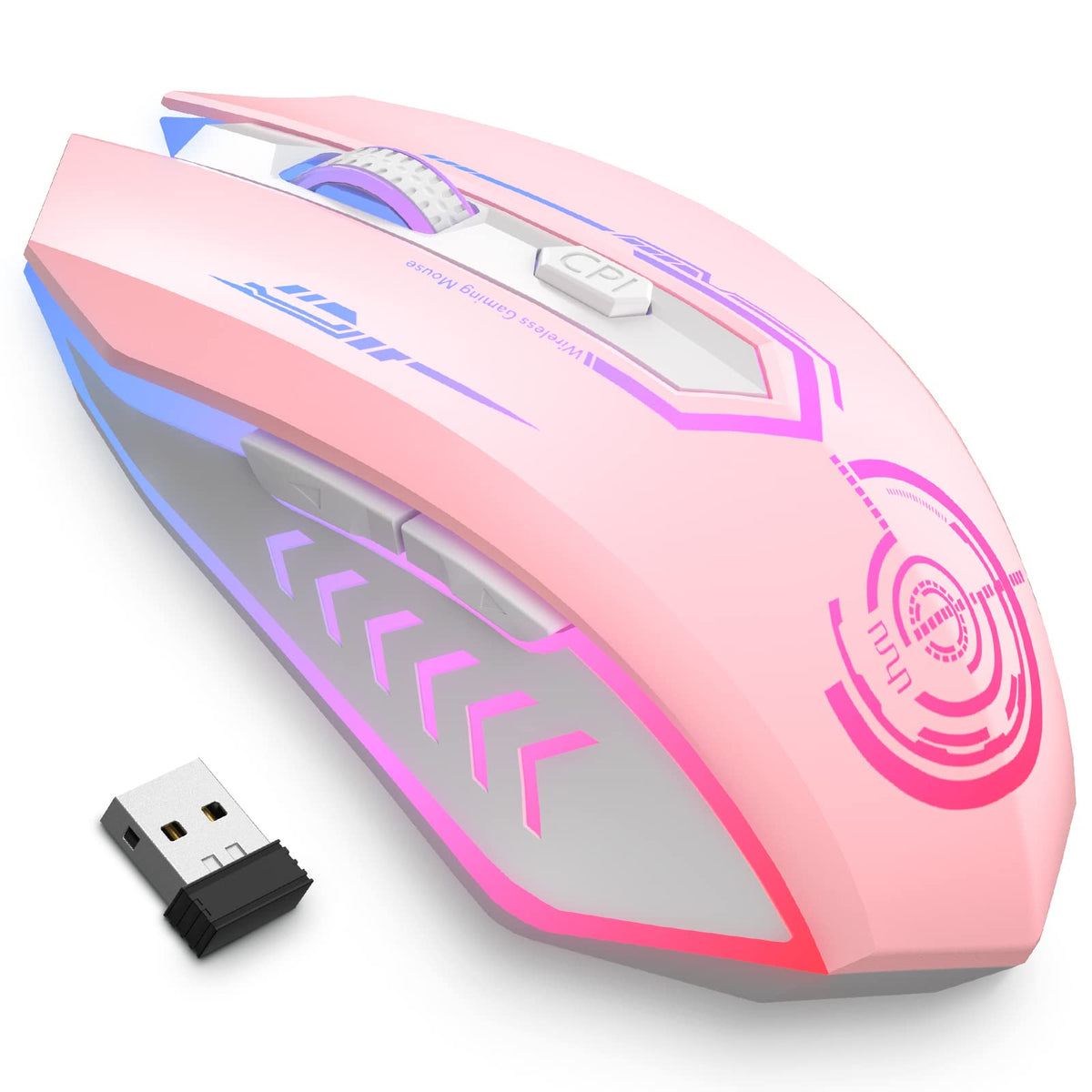 UHURU Wireless Gaming Mouse, Rechargeable 10000 DPI LED PC Mouse