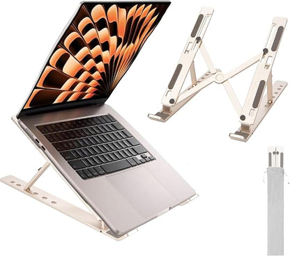 weourwe Ergonomic and Foldable Laptop Stand for Desk, Adjustable Riser, Fits All Laptops and Notebooks up to 17,Ultra-Thin,Ventilated Cooling,ABS+Silicone,Starlight.