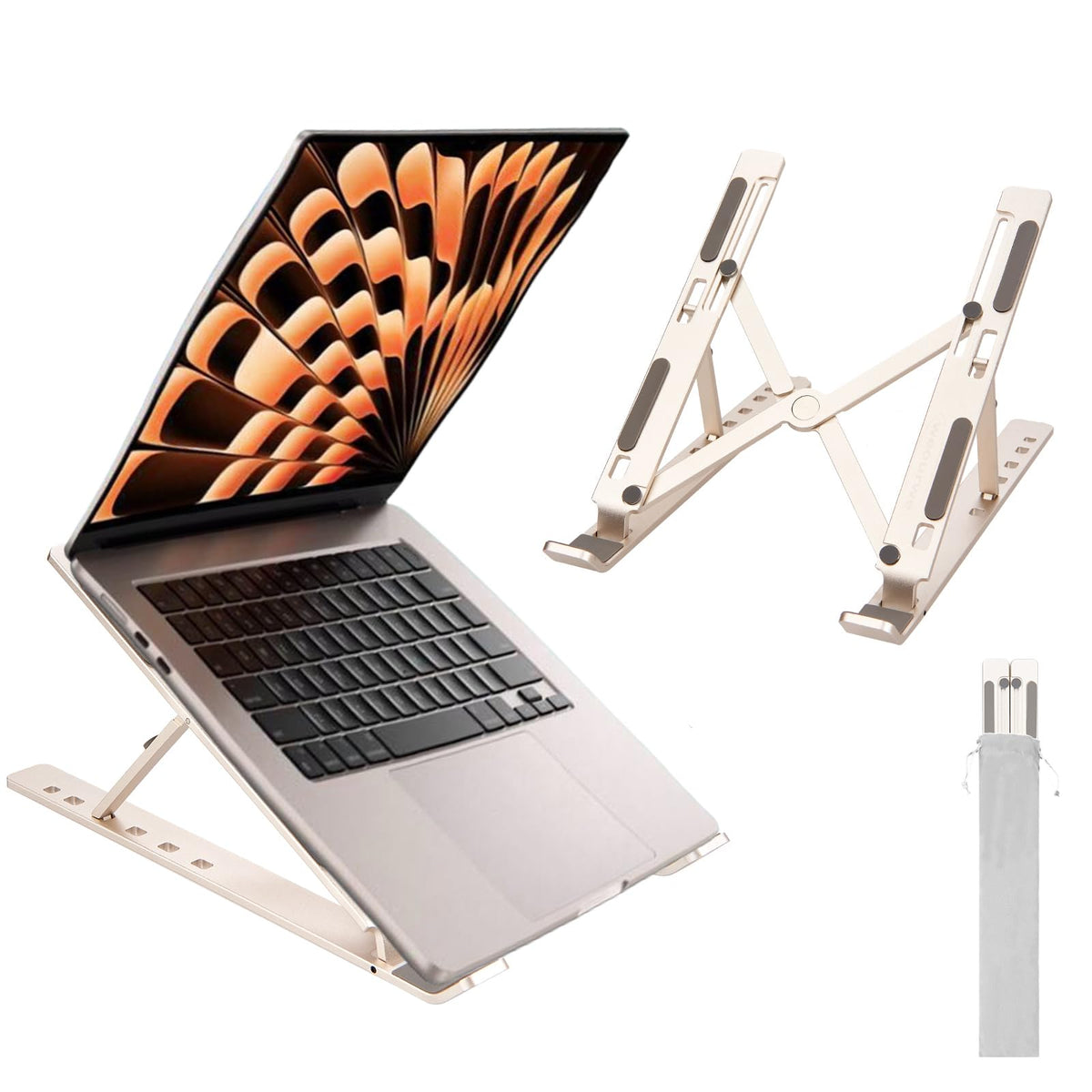 weourwe Ergonomic and Foldable Laptop Stand for Desk, Adjustable Riser, Fits All Laptops and Notebooks up to 17,Ultra-Thin,Ventilated Cooling,ABS+Silicone,Grey.