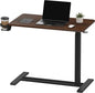 SANODESK Medical Adjustable Overbed Bedside Table with Hidden Casters, Pneumatic Mobile Laptop Computer Standing Desk Cart with Tray, Hospital and Home Use(31.5" W x 17.7" D, Walnut)