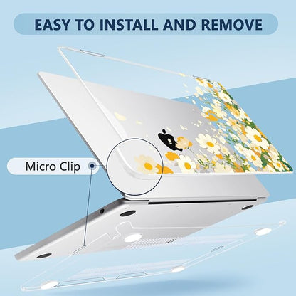 Compatible with MacBook Air 13.6 inch Case, M4 A3240/M3 A3113/M2 A2681 (Released 2025 to 2022), Hard Shell, Keyboard Cover, Screen Protector, Webcam Cover & Type-C Adapter, Scatter Daisies