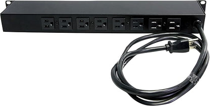 StarTech.com 8 Outlet Horizontal 1U Rack Mount PDU Power Strip for Network Server Racks - Surge Protection - 120V/15A - w/ 6ft Power Cord (RKPW081915)