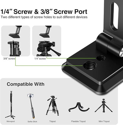 elitehood for Magsafe Phone Tripod Mount with Arca Port, Aluminum Magnetic iPhone Tripod Mount with 1/4" & 3/8" Screw, for Magsafe Phone Adapter Compatible with iPhone 16 15 14 13 12 Series, Black