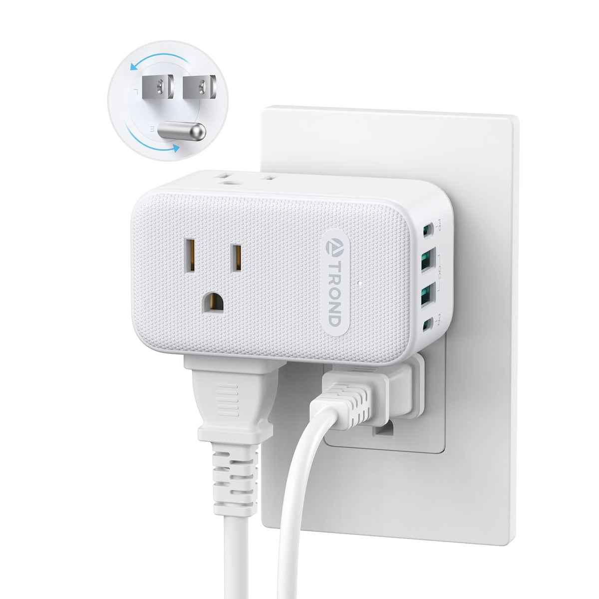 TROND Multi Plug Outlet Extender with 2 PD 20W USB C Charger and 3 Outlets