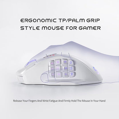 UtechSmart Venus Pro Wireless MMO Gaming Mouse, 16,000 DPI Optical Sensor, 2.4 GHz Transmission Technology, Ergonomic Design, 16M Chroma RGB Lighting, 16 Programmable Buttons, Up to 70H