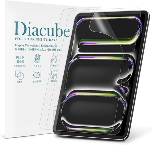 Diacube 2-Pack Anti Glare Screen Protector with Blue Light Filter For iPad Pro 11 inch M5 2025 / M4 2024, Anti-Glare Matte PET Film, Anti-Fingerprint, High Touch Sensitivity, Easy Installation
