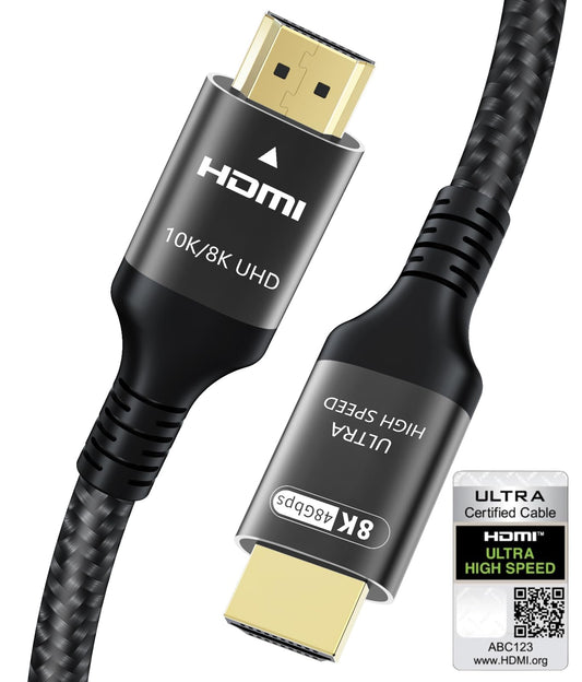 Certified 10K 8K 4K HDMI 2.1 Cable 13FT, 48Gbps Ultra High Speed HDMI® Cord