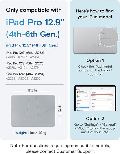 MOFT Dynamic Folio Case for iPad Pro 12.9 -inch (6th/5th/4th Generation, 2022/2021/2020), Silm Magnetic Stand Case with 20+ Viewing Angles, Auto Wake/Sleep, Ultra Thin, Cement x Sapphire