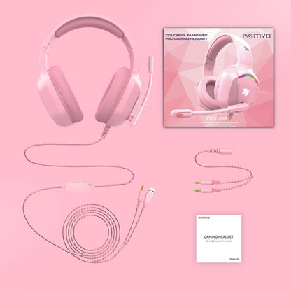 IMYB A36 Pink Gaming Headset with Mic Stereo Headphones for Pc, PS5, Xbox