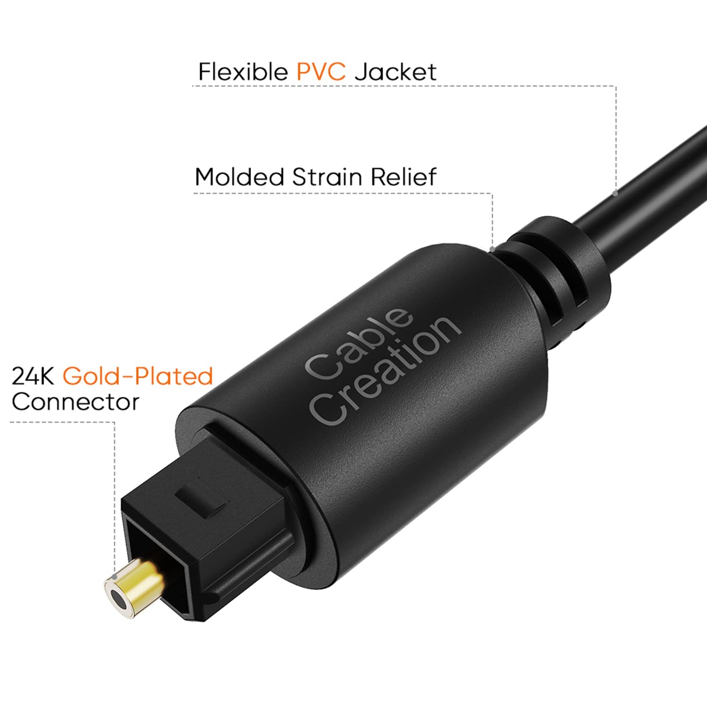 CableCreation Digital Optical Audio Toslink Cable, 3FT, Fiber Optic, S/PDIF