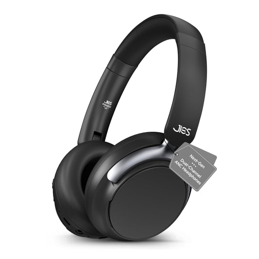 FunHub Over-Ear Hybrid Active Noise Cancelling Headphones, Bluetooth 5.4, 160H ANC Playtime, Transparency Mode, Deep Bass, Multipoint, IPX4, HD Call Mic, Foldable Portable, Travel Gym Work - Black