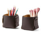 HOMIEAZICOZI 2-Pack Cork Leather Desk Accessories Storage - Pencil Pen Holder - Makeup Brush Holder Organizer - Stylish Addition to Home Decor (Coffee)