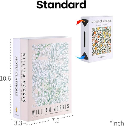 Book Shape Decorative Cable Management Box - Expandable Cable Organizer Box with Magnetic Closure for Home & Office (William Morris, Standard)