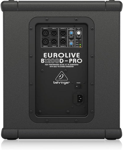 Behringer EUROLIVE B1200D-PRO High-Performance Active 500 Watt 12" PA Subwoofer with Built-In Stereo Crossover