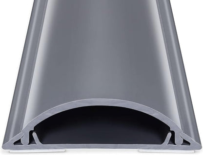 Cord Cover 6.6ft(2xL3.3Ft), Large Capacity Gray PVC Cord Hider - Hard Floor Wire Cover for Cable Management - 1.8" W x 0.6" H