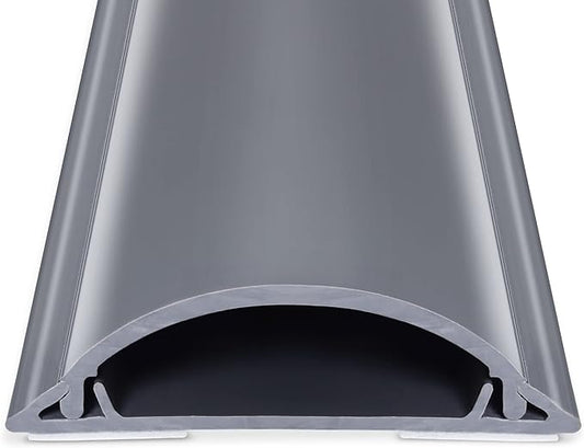 Cord Cover 6.6ft(2xL3.3Ft), Large Capacity Gray PVC Cord Hider - Hard Floor Wire Cover for Cable Management - 1.8" W x 0.6" H