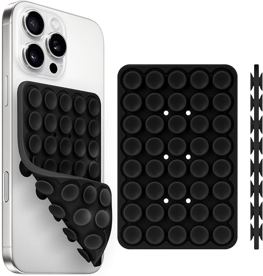 Yojaro Silicone Suction Cup Phone Case Mount Double Sided, Phone Accessories Hands-Free Strong Grip Holder for Selfies and Videos, Silicon Phone Stand for iPhone and Android Black