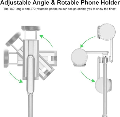 ATUMTEK Selfie Stick Tripod, Extendable 3 in 1 Aluminum Bluetooth Selfie Stick with Wireless Remote and Tripod Stand for iPhone 16/15/14/13/12/11/11 Pro/XS Max/XS/XR/X/8/7, Samsung Smartphones, White