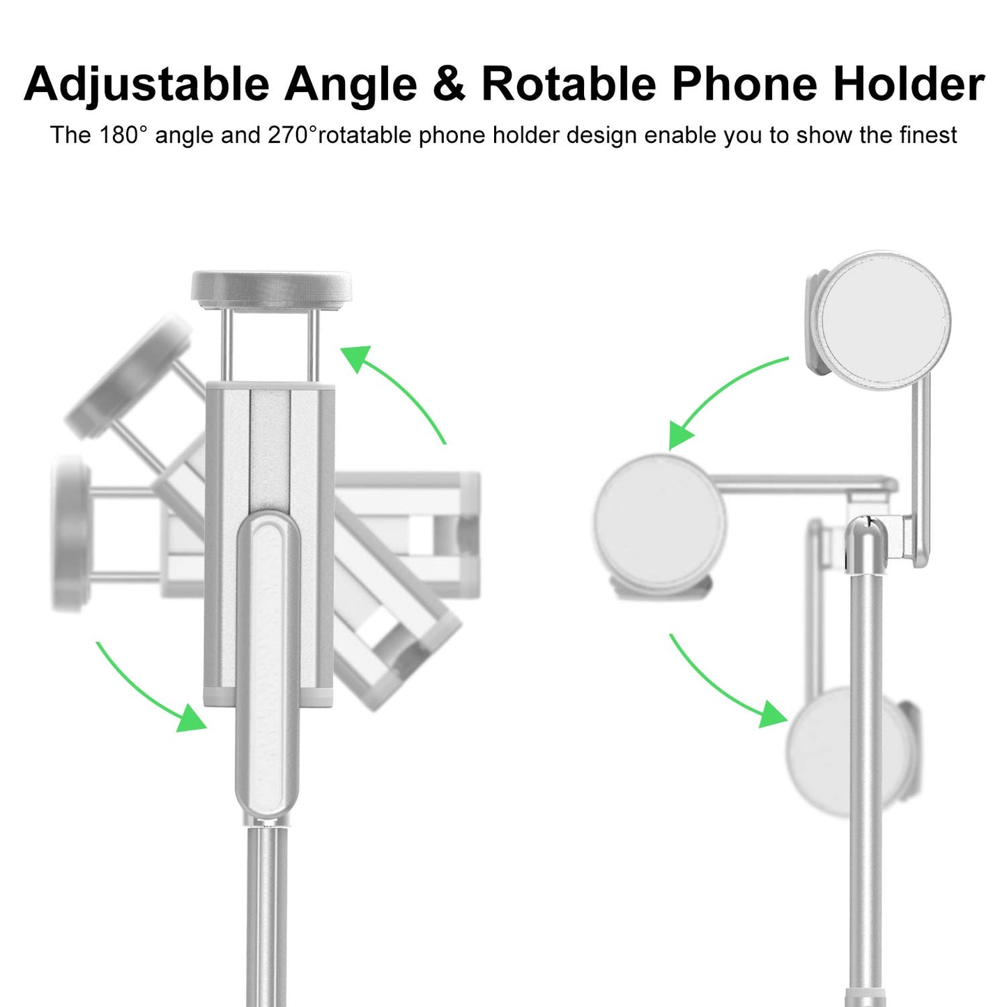ATUMTEK Selfie Stick Tripod, 3-in-1 Extendable Aluminum Phone Tripod with Detachable Bluetooth Remote, Compatible with iPhone 17/16/15/14/13/12/11/11 Pro/XS Max/XR and Samsung Smartphones, White