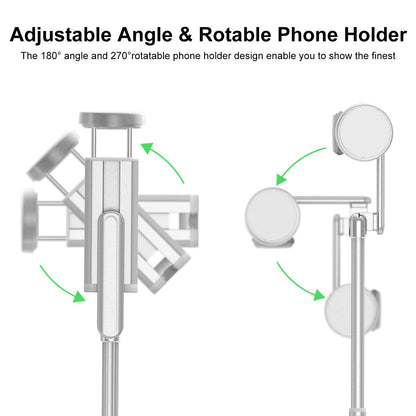 ATUMTEK Selfie Stick Tripod, 3-in-1 Extendable Aluminum Phone Tripod with Detachable Bluetooth Remote, Compatible with iPhone 17/16/15/14/13/12/11/11 Pro/XS Max/XR and Samsung Smartphones, White