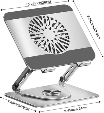 Laptop Cooling Pad 360° Rotating Laptop Stand with 5" Turbo Cooling Fan, 2 Adjustable Angle and 0-12 inches Tall Adjustable Cooling Pad Fits 10-17.3" laptops Pads