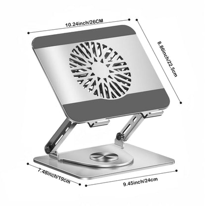 360° Rotating Adjustable Laptop Stand with Cooling Fan, Foldable Dual-Bar Support Height Tilt Angle Cooling Laptop Stand for Desk Pad Laptop Riser Heat Dissipation Stand Fit 10-17.3" Device